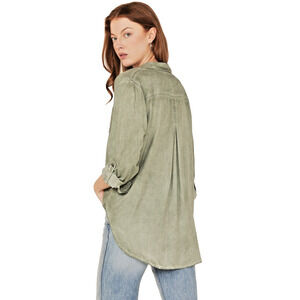 Velvet Heart Olive Green Utility Shirt – Size Large – Button Up Long Sleeve